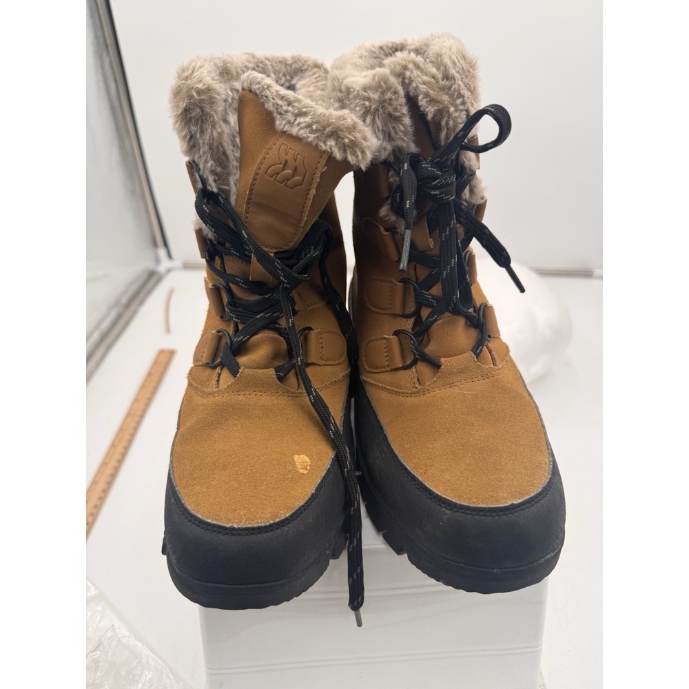 All In Motion Thermolite Waterproof Winter Boots Tan Size W8 M6 Comfy Furry Lace - Picture 1 of 10